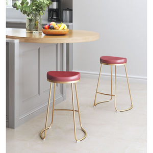 Bree Counter Stool Burgundy  (Set of 2) - Burgundy