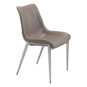 Magnus Dining Chair Gray & Brushed Stainless Steel (Set of 2) - Gray & Brushed Stainless Steel