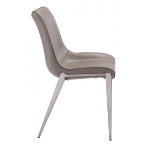 Magnus Dining Chair Gray & Brushed Stainless Steel (Set of 2) - Gray & Brushed Stainless Steel
