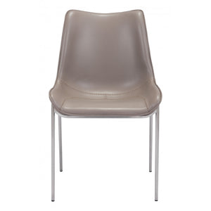 Magnus Dining Chair Gray & Brushed Stainless Steel (Set of 2) - Gray & Brushed Stainless Steel
