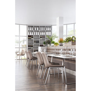 Magnus Dining Chair Gray & Brushed Stainless Steel (Set of 2) - Gray & Brushed Stainless Steel