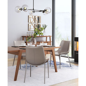 Magnus Dining Chair Gray & Brushed Stainless Steel (Set of 2) - Gray & Brushed Stainless Steel
