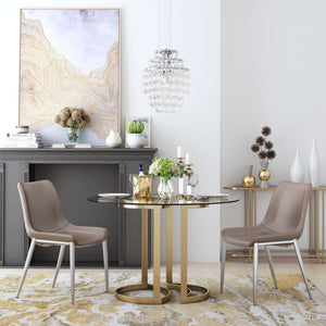 Magnus Dining Chair Gray & Brushed Stainless Steel (Set of 2) - Gray & Brushed Stainless Steel