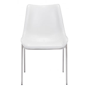 Magnus Dining Chair White & Brushed Stainless Steel (Set of 2) - White & Brushed Stainless Steel