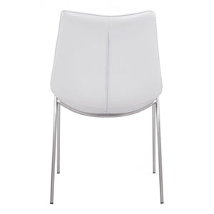 Magnus Dining Chair White & Brushed Stainless Steel (Set of 2) - White & Brushed Stainless Steel