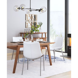 Magnus Dining Chair White & Brushed Stainless Steel (Set of 2) - White & Brushed Stainless Steel