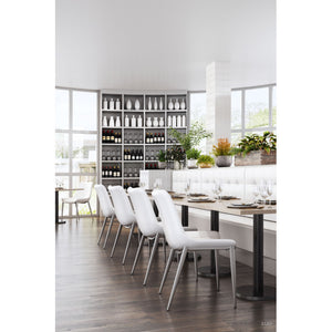 Magnus Dining Chair White & Brushed Stainless Steel (Set of 2) - White & Brushed Stainless Steel