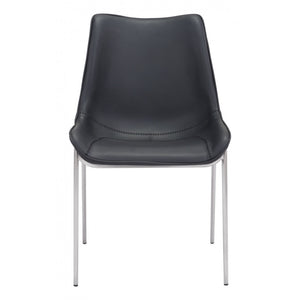 Magnus Dining Chair Black & Brushed Stainless Steel (Set of 2) - Black & Brushed Stainless Steel