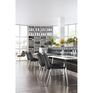 Magnus Dining Chair Black & Brushed Stainless Steel (Set of 2) - Black & Brushed Stainless Steel