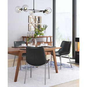 Magnus Dining Chair Black & Brushed Stainless Steel (Set of 2) - Black & Brushed Stainless Steel