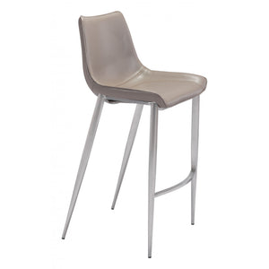 Magnus Bar Chair Gray & Brushed Stainless Steel (Set of 2) - Gray & Brushed Stainless Steel