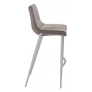 Magnus Bar Chair Gray & Brushed Stainless Steel (Set of 2) - Gray & Brushed Stainless Steel