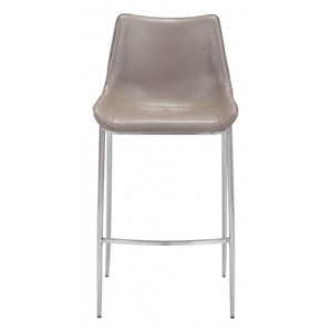 Magnus Bar Chair Gray & Brushed Stainless Steel (Set of 2) - Gray & Brushed Stainless Steel