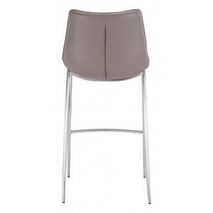 Magnus Bar Chair Gray & Brushed Stainless Steel (Set of 2) - Gray & Brushed Stainless Steel