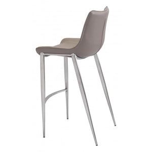 Magnus Bar Chair Gray & Brushed Stainless Steel (Set of 2) - Gray & Brushed Stainless Steel