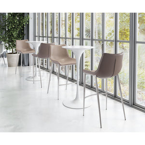 Magnus Bar Chair Gray & Brushed Stainless Steel (Set of 2) - Gray & Brushed Stainless Steel