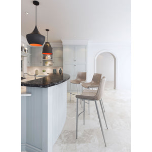 Magnus Bar Chair Gray & Brushed Stainless Steel (Set of 2) - Gray & Brushed Stainless Steel