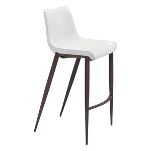 Magnus Bar Chair White & Walnut (Set of 2) - White & Walnut