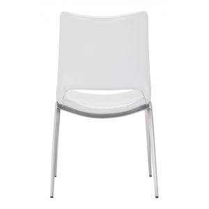 Ace Brushed Stainless Steel Dining Chair (Set of 2) - White