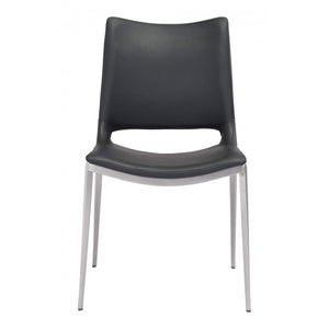 Ace Brushed Stainless Steel Dining Chair (Set of 2) - Black