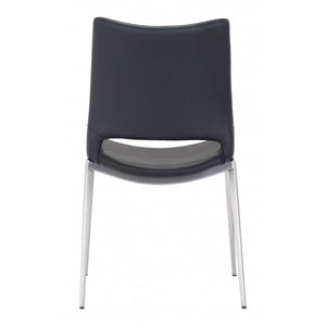 Ace Brushed Stainless Steel Dining Chair (Set of 2) - Black