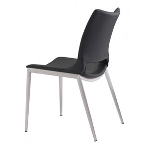 Ace Brushed Stainless Steel Dining Chair (Set of 2) - Black