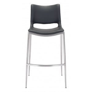 Ace Brushed Stainless Steel Bar Chair (Set of 2) - Black