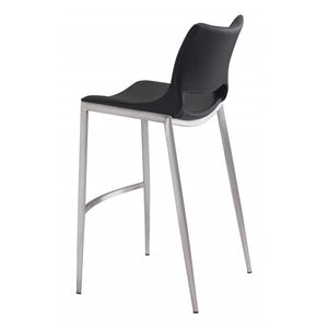 Ace Brushed Stainless Steel Bar Chair (Set of 2) - Black
