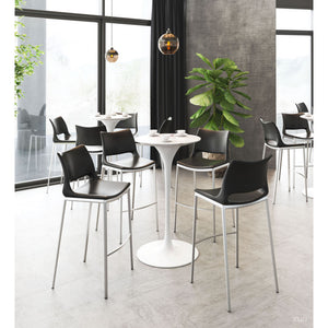 Ace Brushed Stainless Steel Bar Chair (Set of 2) - Black