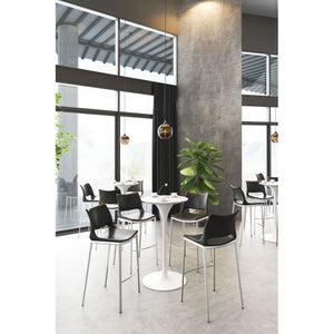 Ace Brushed Stainless Steel Bar Chair (Set of 2) - Black
