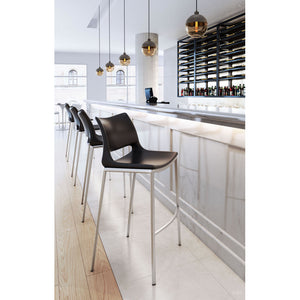 Ace Brushed Stainless Steel Bar Chair (Set of 2) - Black