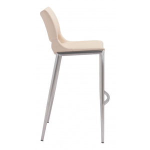 Ace Brushed Stainless Steel Bar Chair (Set of 2) - Blush Pink