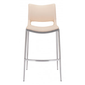 Ace Brushed Stainless Steel Bar Chair (Set of 2) - Blush Pink