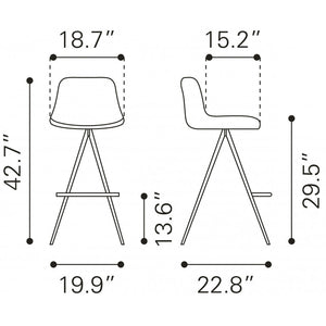 Aki Bar Chair (Set of 2) - White & Black