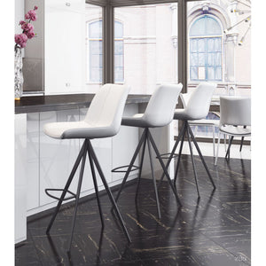 Ace Brushed Stainless Steel Dining Chair (Set of 2) - White