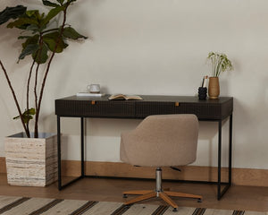 Kelby Writing Desk-Carved Vintage Brown
