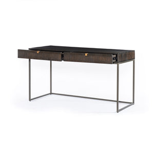 Kelby Writing Desk-Carved Vintage Brown