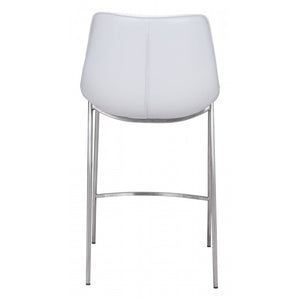 Magnus Counter Chair White & Brushed Stainless (Set of 2) - White & Brushed Stainless Steel