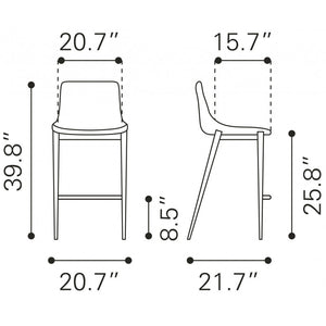 Magnus Counter Chair Gray & Walnut (Set of 2) - Gray & Walnut
