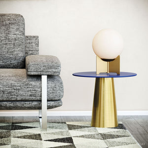 Reo Side Table - Dark Blue & Gold