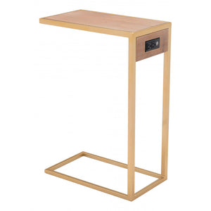 Ike Side Table  - Wood & Gold