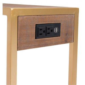 Ike Side Table  - Wood & Gold