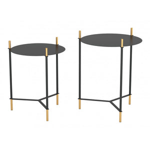 Jerry Side Table Set - Gold & Black