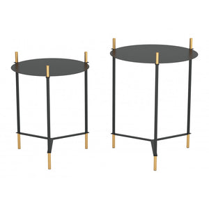 Jerry Side Table Set - Gold & Black