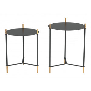 Jerry Side Table Set - Gold & Black