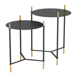 Jerry Side Table Set - Gold & Black