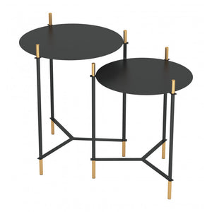 Jerry Side Table Set - Gold & Black