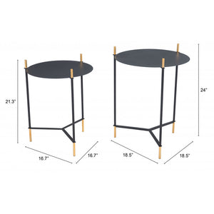 Jerry Side Table Set - Gold & Black