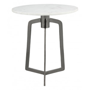 Rand Side Table  - White Marble & Black