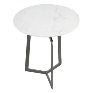 Rand Side Table  - White Marble & Black